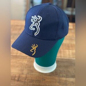 Browning Navy Baseball Cap. Deer Embroidered Logo. One Size. Classic | Neutral